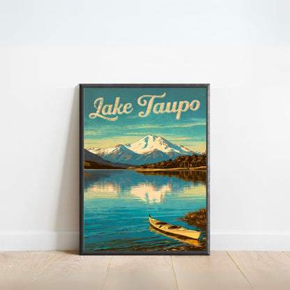 Lake Taupo Vintage Travel Poster - New Zealand Tranquil Lake