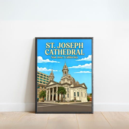 St. Joseph Cathedral Vintage Travel Poster -  Sacred Heart of San Jose