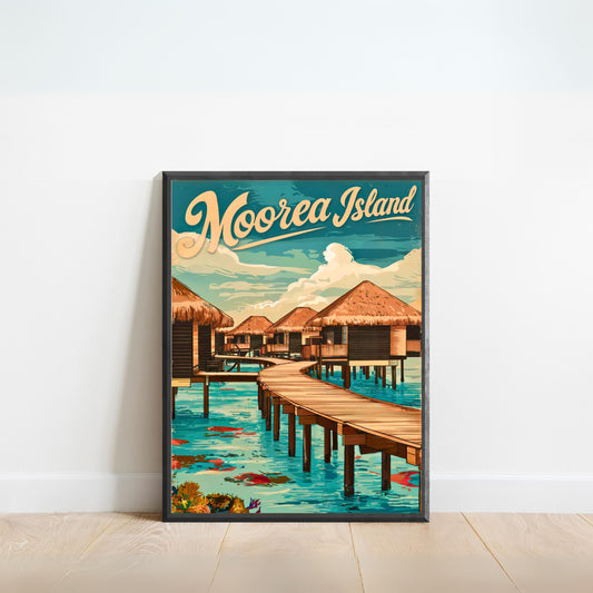 Moorea Island Vintage Travel Poster