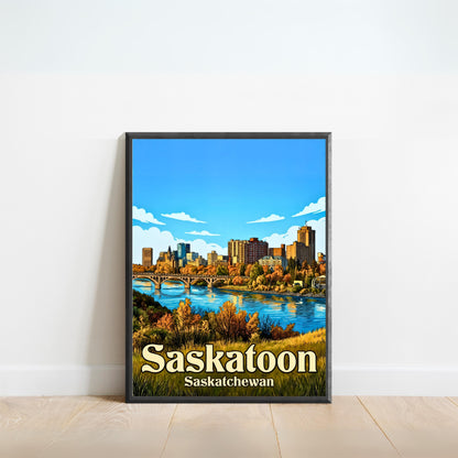 Saskatoon Vintage Travel Poster - River City