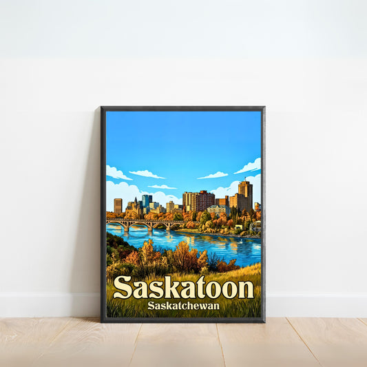 Saskatoon Vintage Travel Poster - River City