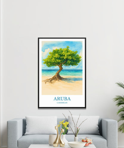 Aruba, Watercolor design poster, Caribbean Print, Aruba Wall Art