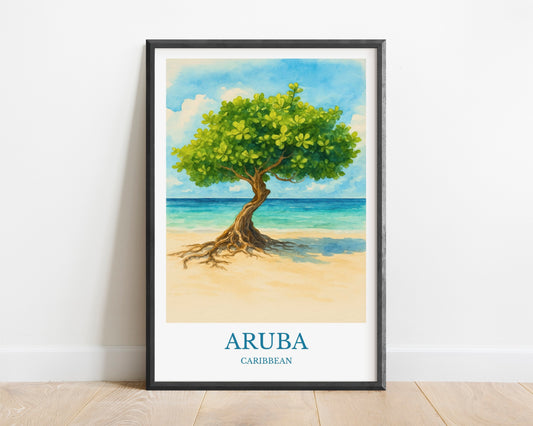 Aruba, Watercolor design poster, Caribbean Print, Aruba Wall Art