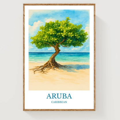 Aruba, Watercolor design poster, Caribbean Print, Aruba Wall Art