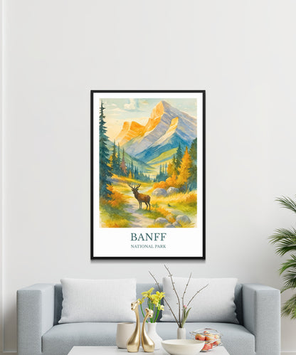 Banff, Watercolor design poster, National Park Print, Banff Wall Art