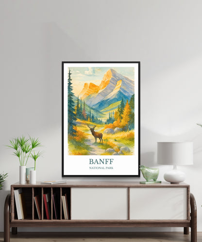 Banff, Watercolor design poster, National Park Print, Banff Wall Art