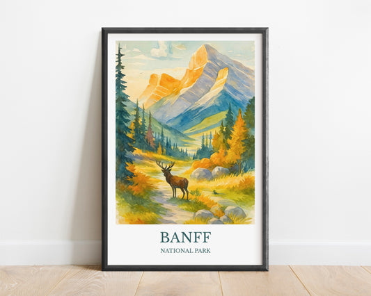Banff, Watercolor design poster, National Park Print, Banff Wall Art