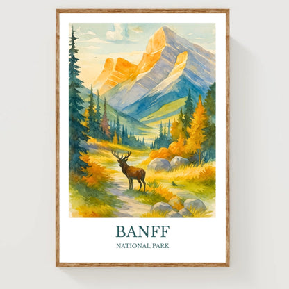 Banff, Watercolor design poster, National Park Print, Banff Wall Art