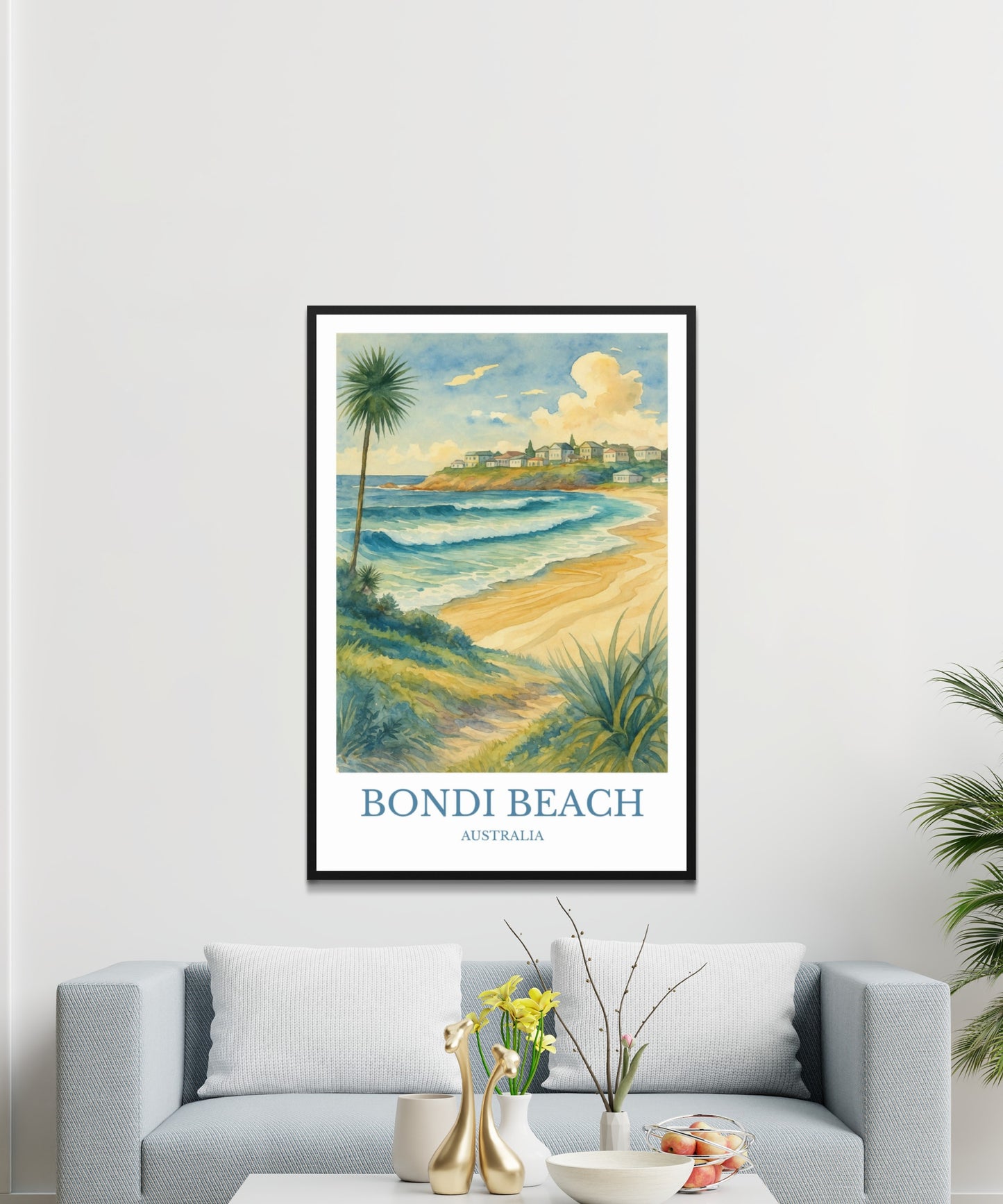 Bondi Beach, Watercolor design poster, Australia Print, Bondi Beach Wall Art