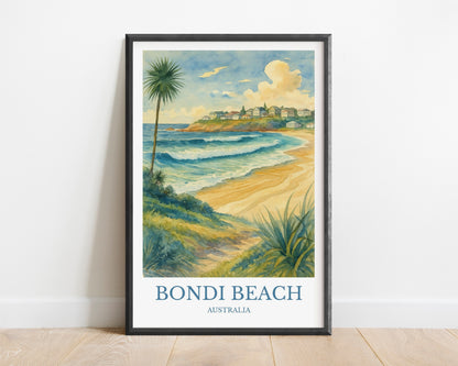 Bondi Beach, Watercolor design poster, Australia Print, Bondi Beach Wall Art