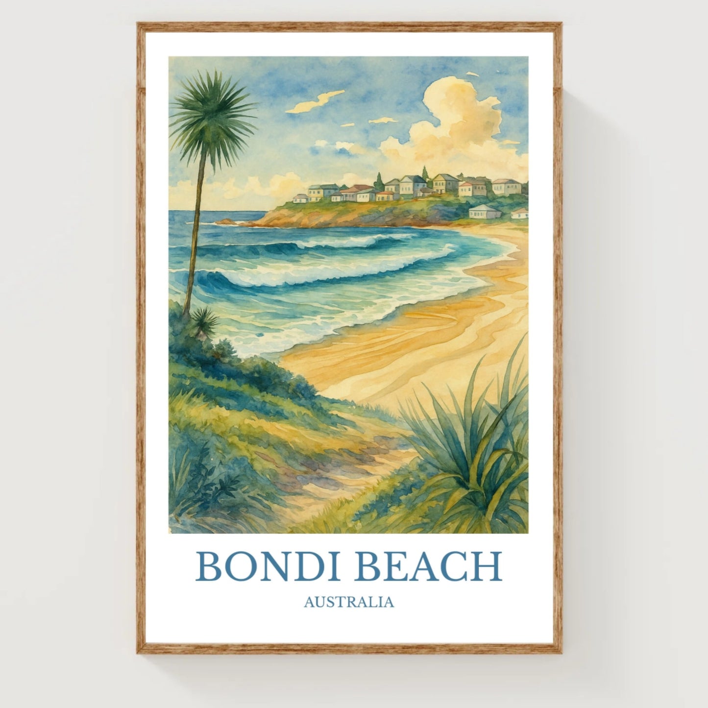 Bondi Beach, Watercolor design poster, Australia Print, Bondi Beach Wall Art