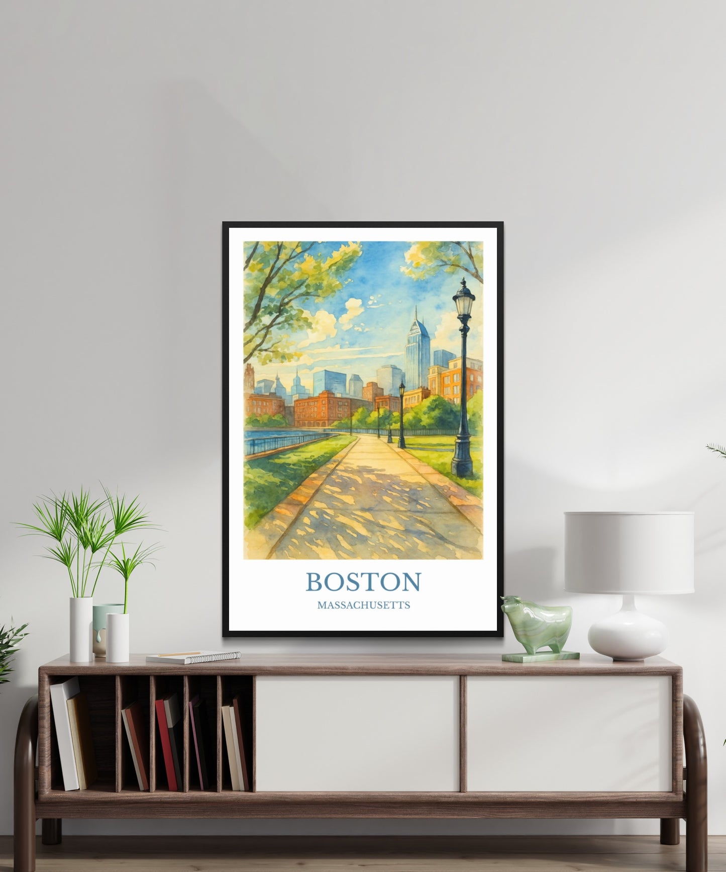 Boston, Watercolor design poster, Massachusetts Print, Boston Wall Art