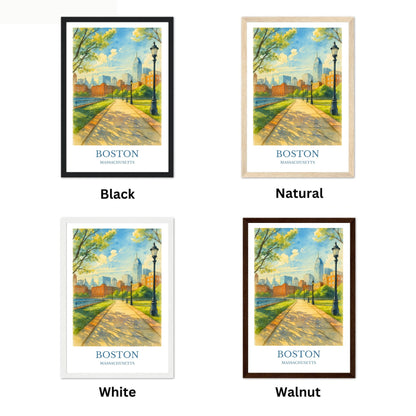 Boston, Watercolor design poster, Massachusetts Print, Boston Wall Art