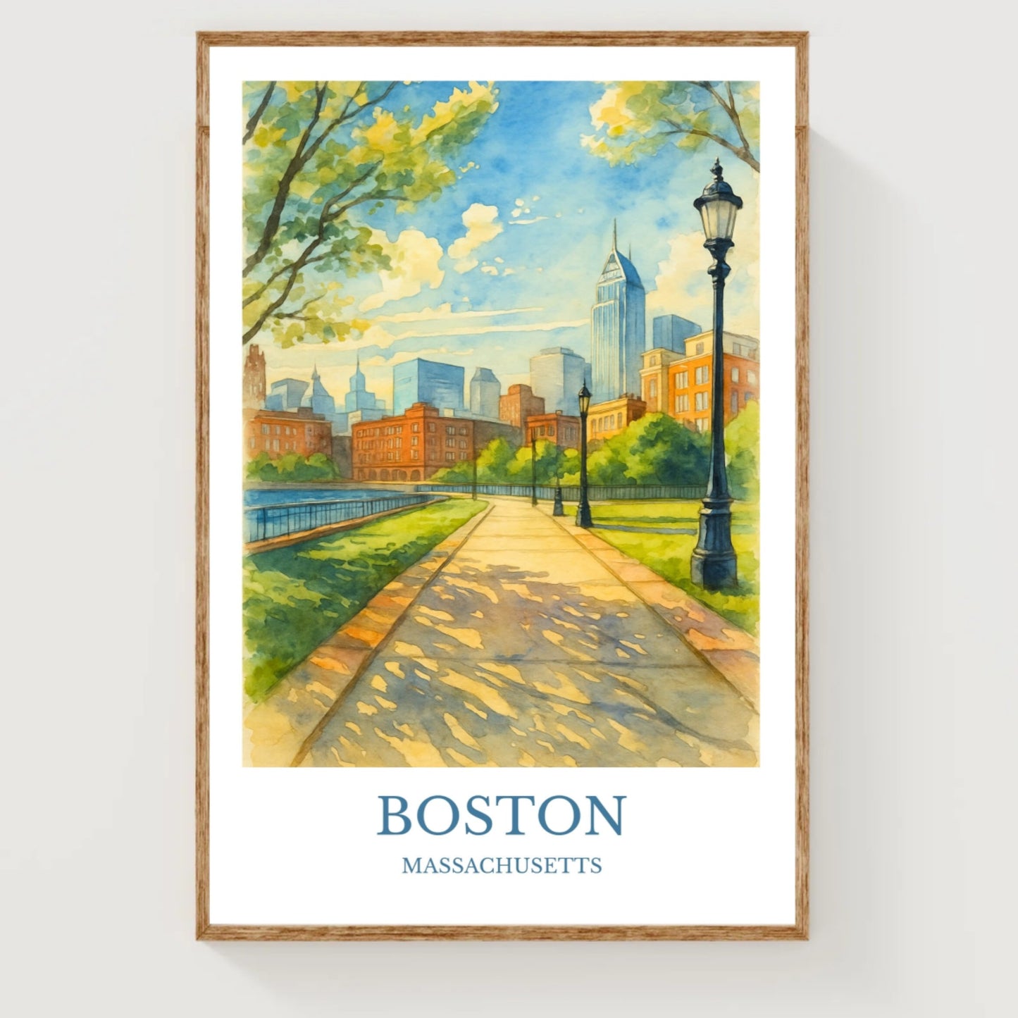 Boston, Watercolor design poster, Massachusetts Print, Boston Wall Art