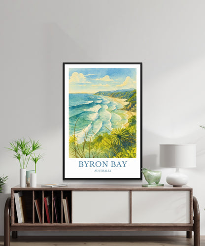 Byron Bay, Watercolor design poster, Australia Print, Byron Bay Wall Art