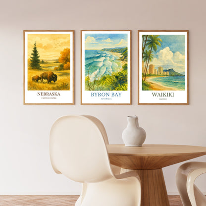 Byron Bay, Watercolor design poster, Australia Print, Byron Bay Wall Art