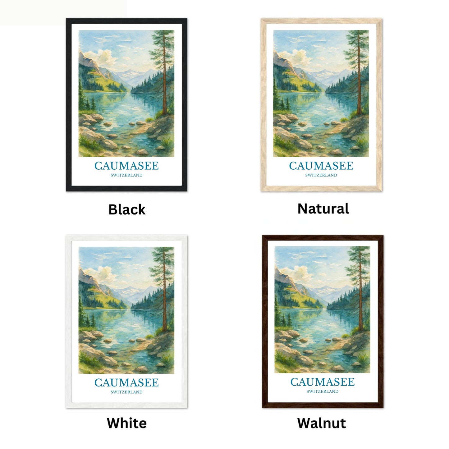 Caumasee, Watercolor design poster, Switzerland Print, Caumasee Wall Art