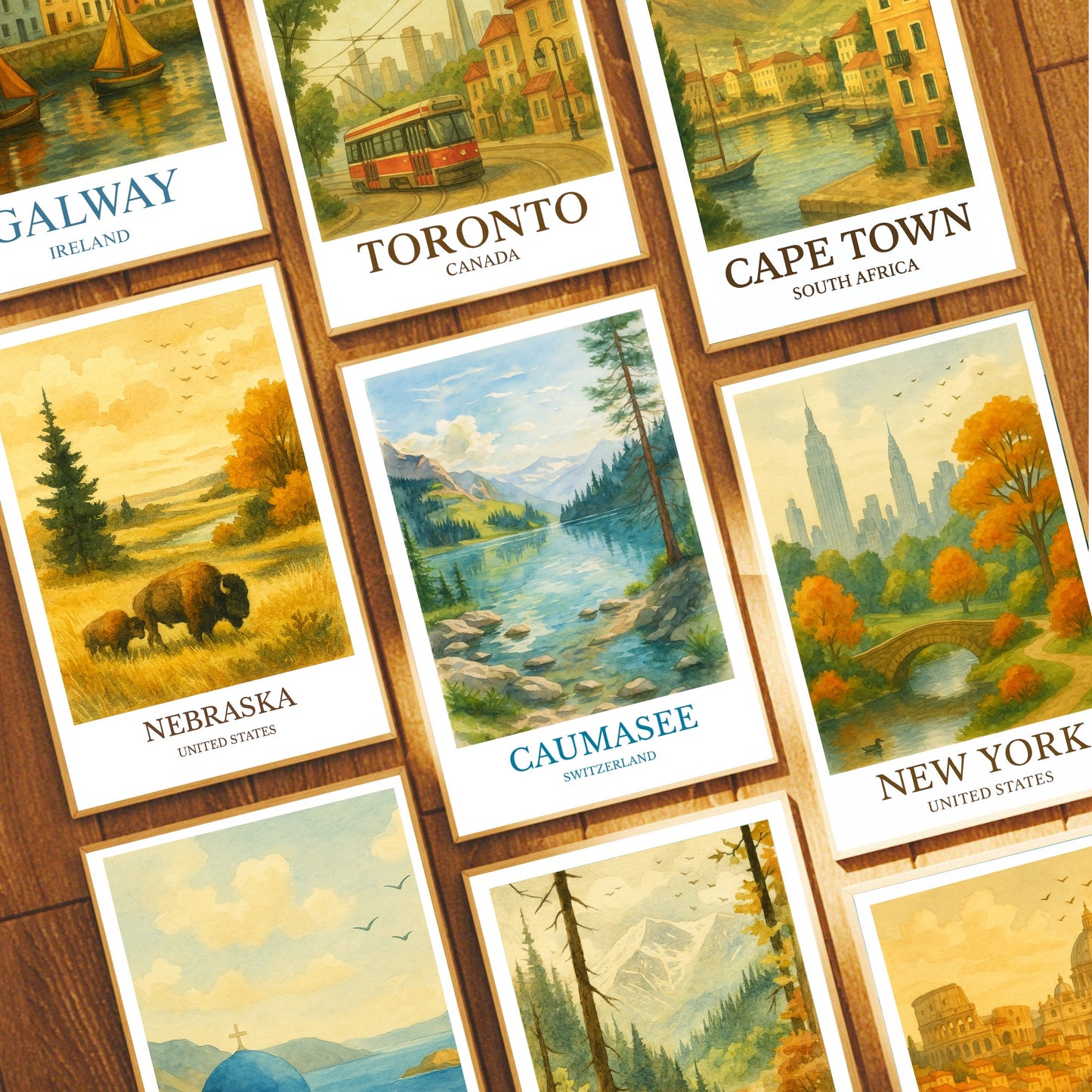 Caumasee, Watercolor design poster, Switzerland Print, Caumasee Wall Art