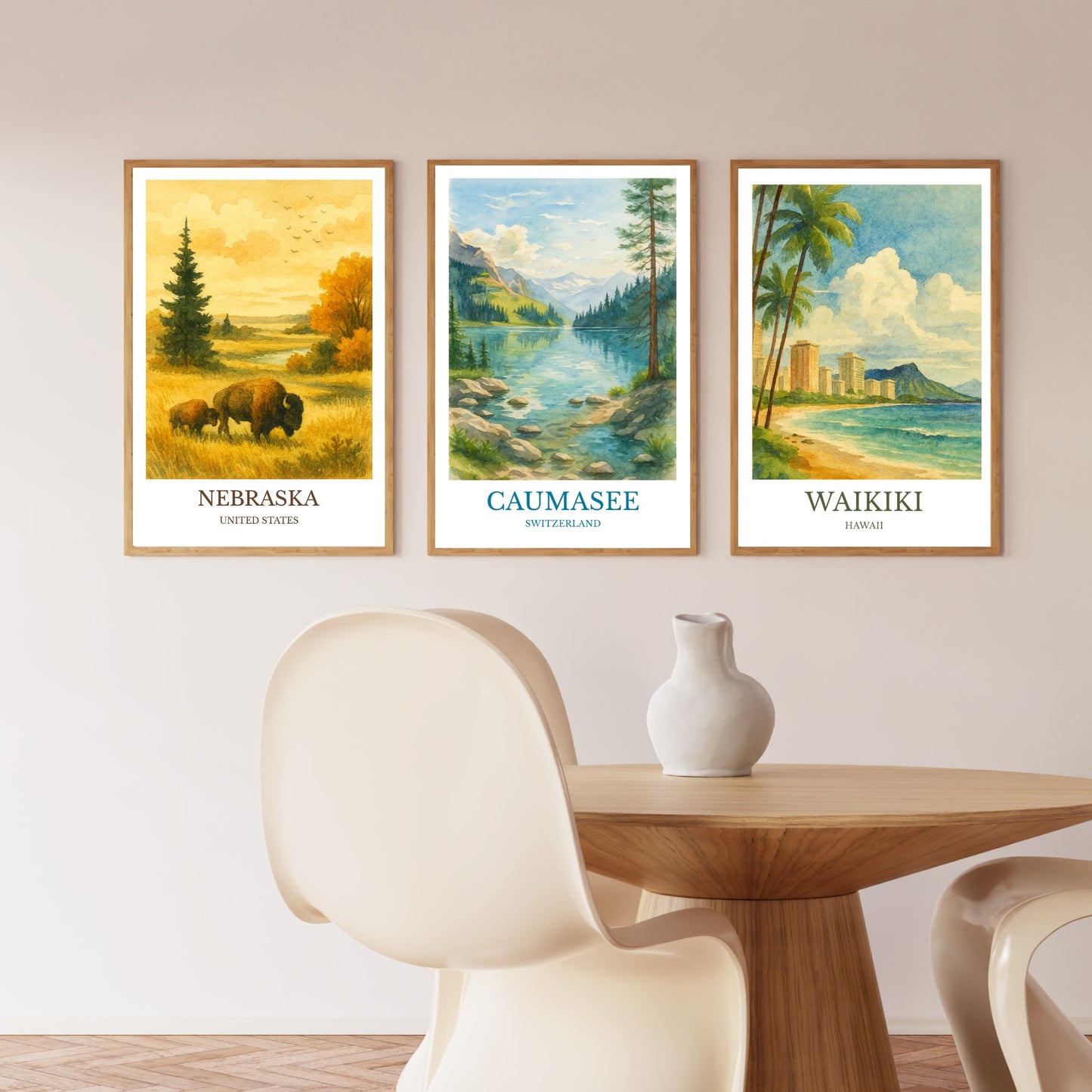Caumasee, Watercolor design poster, Switzerland Print, Caumasee Wall Art