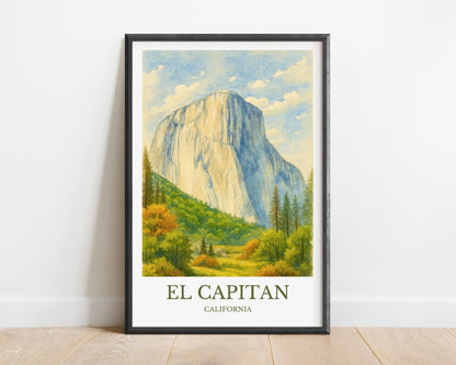 El Capitan, Watercolor design poster, California Print,  El Capitan Wall Art