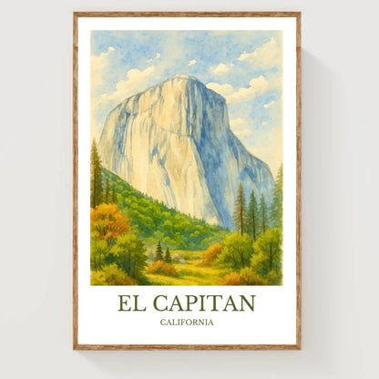 El Capitan, Watercolor design poster, California Print,  El Capitan Wall Art