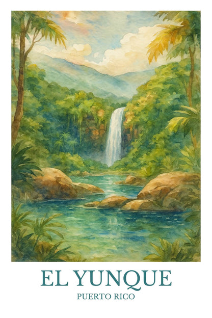 El Yunque National Forest, Watercolor design poster, Puerto Rico Print, El Yunque Wall Art