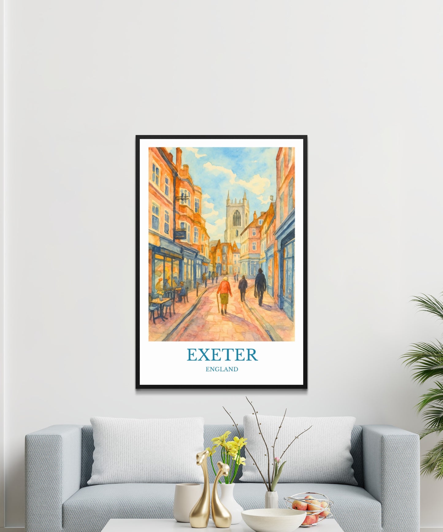 Exeter, Watercolor design poster, England Print, Exeter Wall Art
