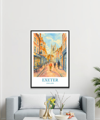 Exeter, Watercolor design poster, England Print, Exeter Wall Art