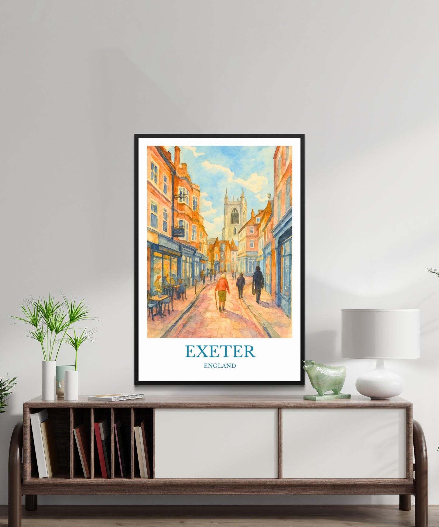 Exeter, Watercolor design poster, England Print, Exeter Wall Art