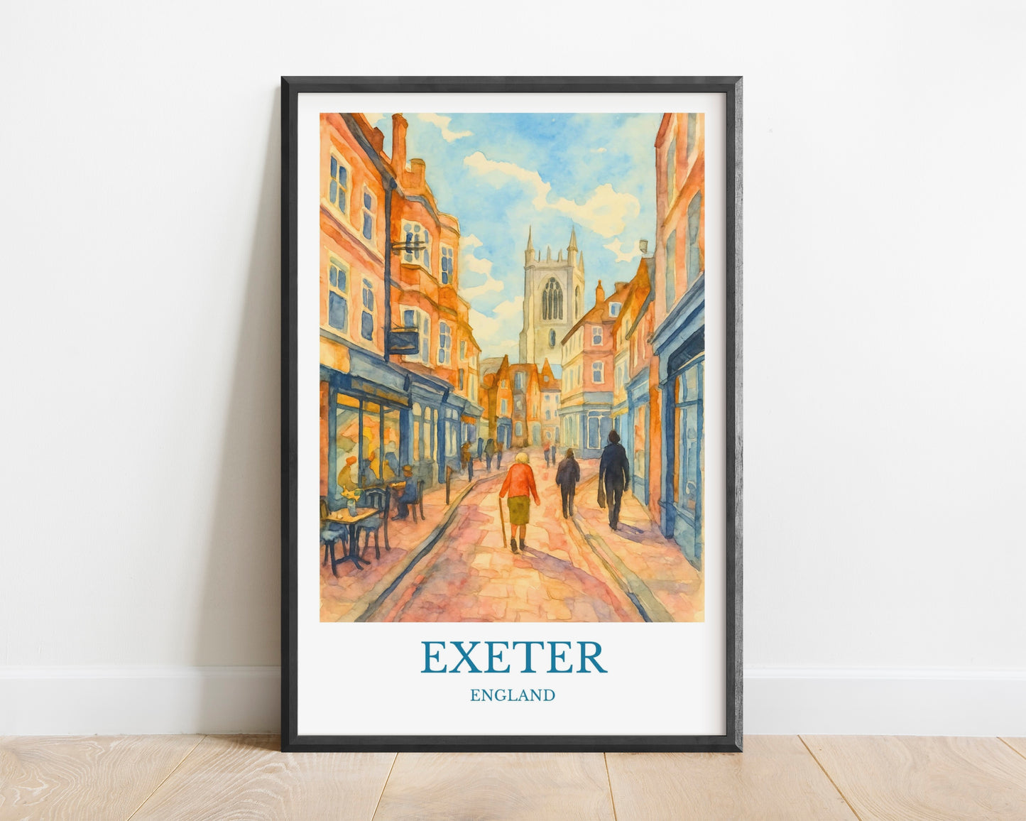 Exeter, Watercolor design poster, England Print, Exeter Wall Art