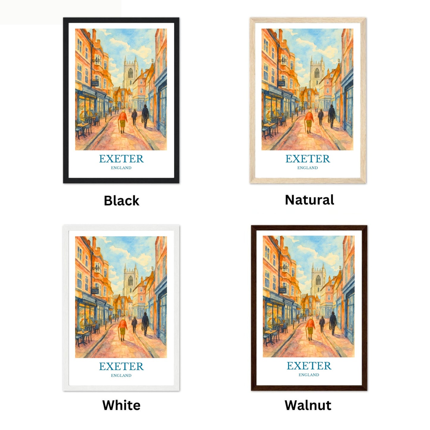 Exeter, Watercolor design poster, England Print, Exeter Wall Art