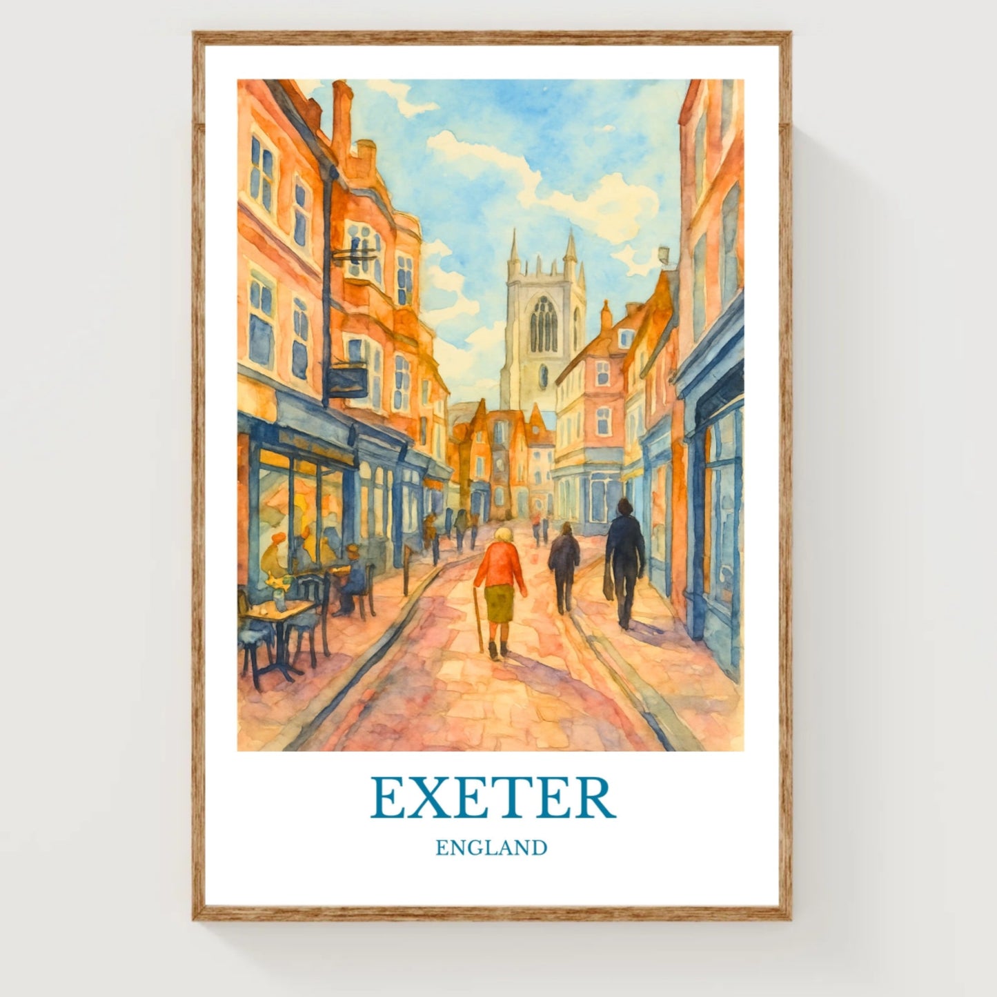 Exeter, Watercolor design poster, England Print, Exeter Wall Art