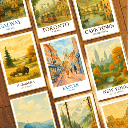 Exeter, Watercolor design poster, England Print, Exeter Wall Art