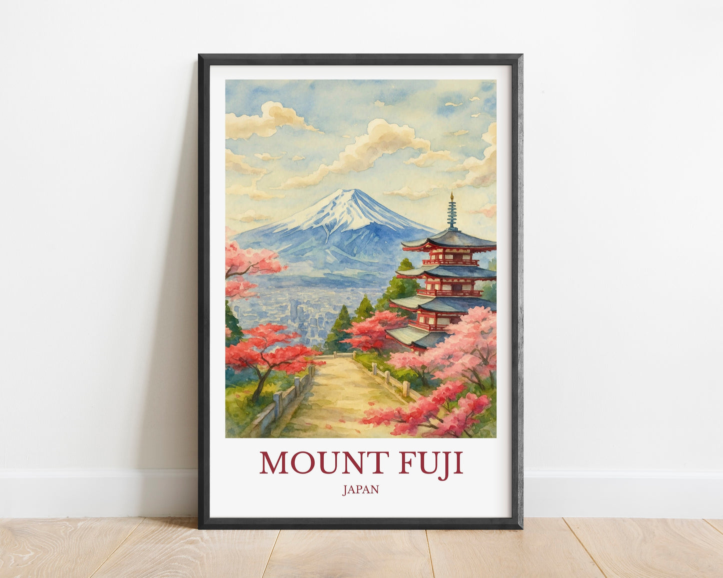 Mount Fuji, Watercolor design poster, Japan Print, Mount Fuji Wall Art
