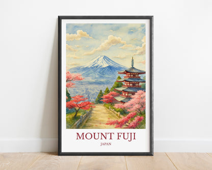 Mount Fuji, Watercolor design poster, Japan Print, Mount Fuji Wall Art
