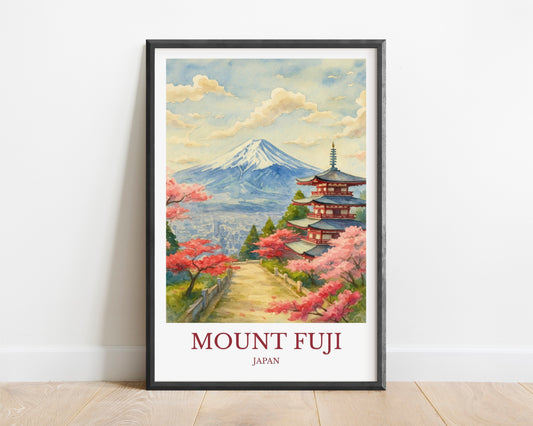 Mount Fuji, Watercolor design poster, Japan Print, Mount Fuji Wall Art