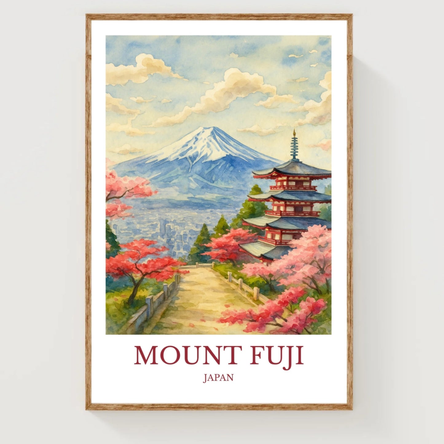 Mount Fuji, Watercolor design poster, Japan Print, Mount Fuji Wall Art