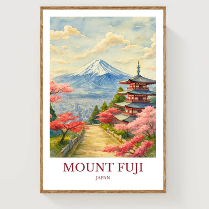 Mount Fuji, Watercolor design poster, Japan Print, Mount Fuji Wall Art