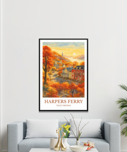 Harper’s Ferry, Watercolor design poster, West Virginia Print, Harper’s Ferry Wall Art
