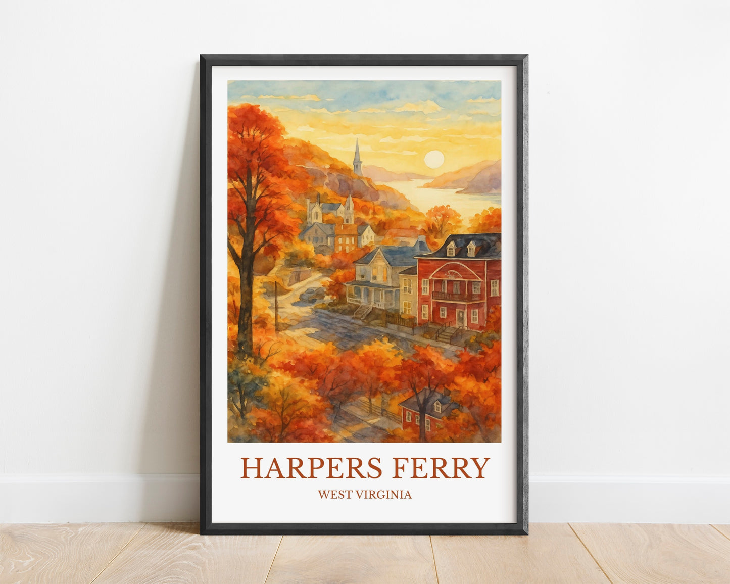 Harper’s Ferry, Watercolor design poster, West Virginia Print, Harper’s Ferry Wall Art