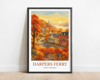 Harper’s Ferry, Watercolor design poster, West Virginia Print, Harper’s Ferry Wall Art