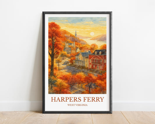 Harper’s Ferry, Watercolor design poster, West Virginia Print, Harper’s Ferry Wall Art