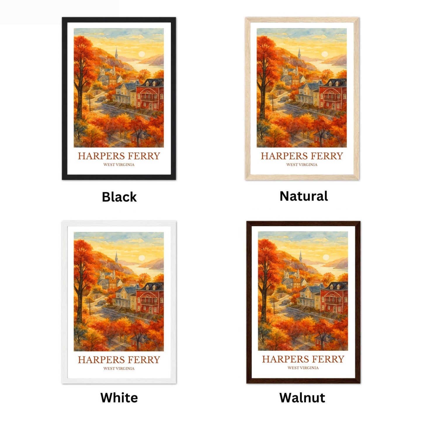 Harper’s Ferry, Watercolor design poster, West Virginia Print, Harper’s Ferry Wall Art