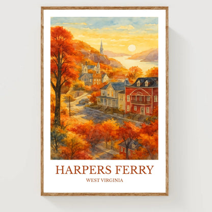 Harper’s Ferry, Watercolor design poster, West Virginia Print, Harper’s Ferry Wall Art