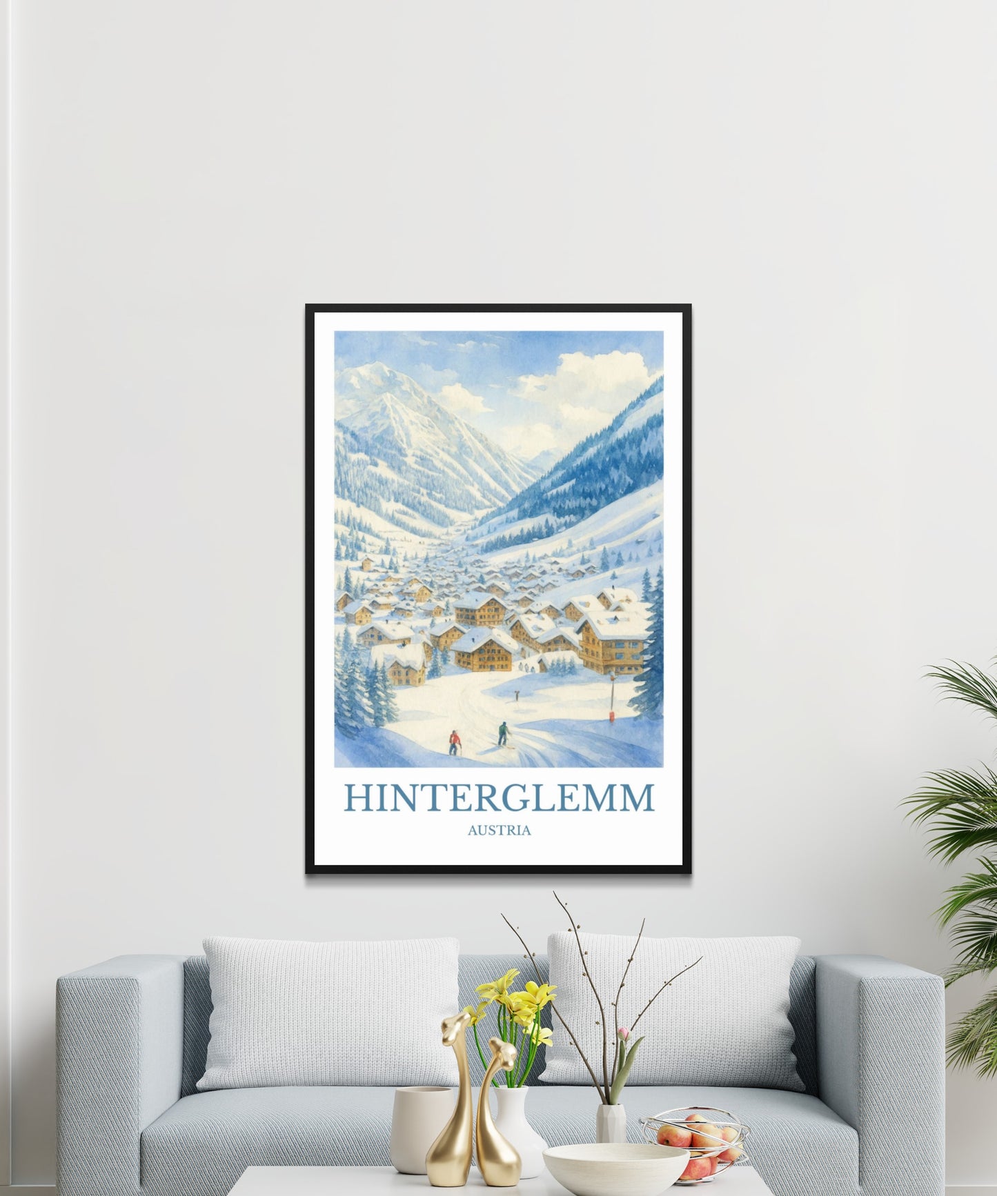Hinterglemm, Watercolor design poster, Austria Print, Hinterglemm Wall Art