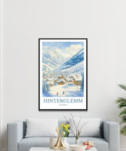 Hinterglemm, Watercolor design poster, Austria Print, Hinterglemm Wall Art