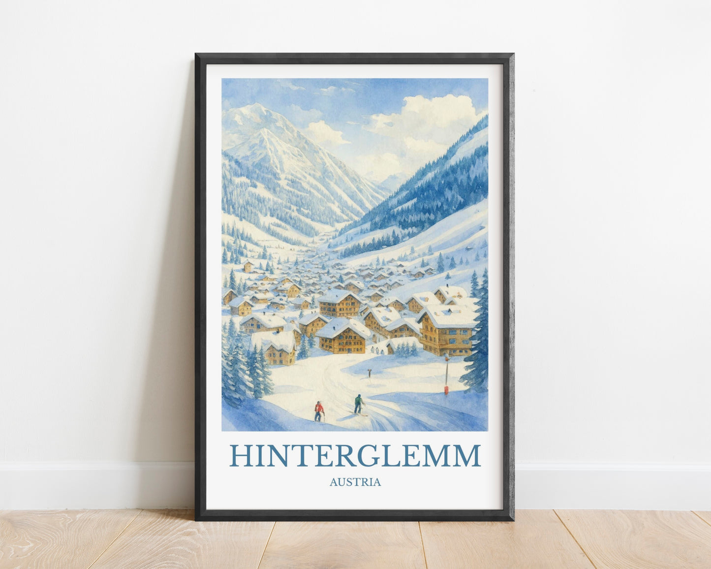 Hinterglemm, Watercolor design poster, Austria Print, Hinterglemm Wall Art