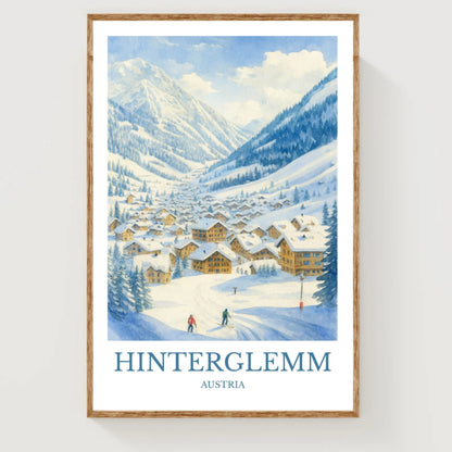 Hinterglemm, Watercolor design poster, Austria Print, Hinterglemm Wall Art