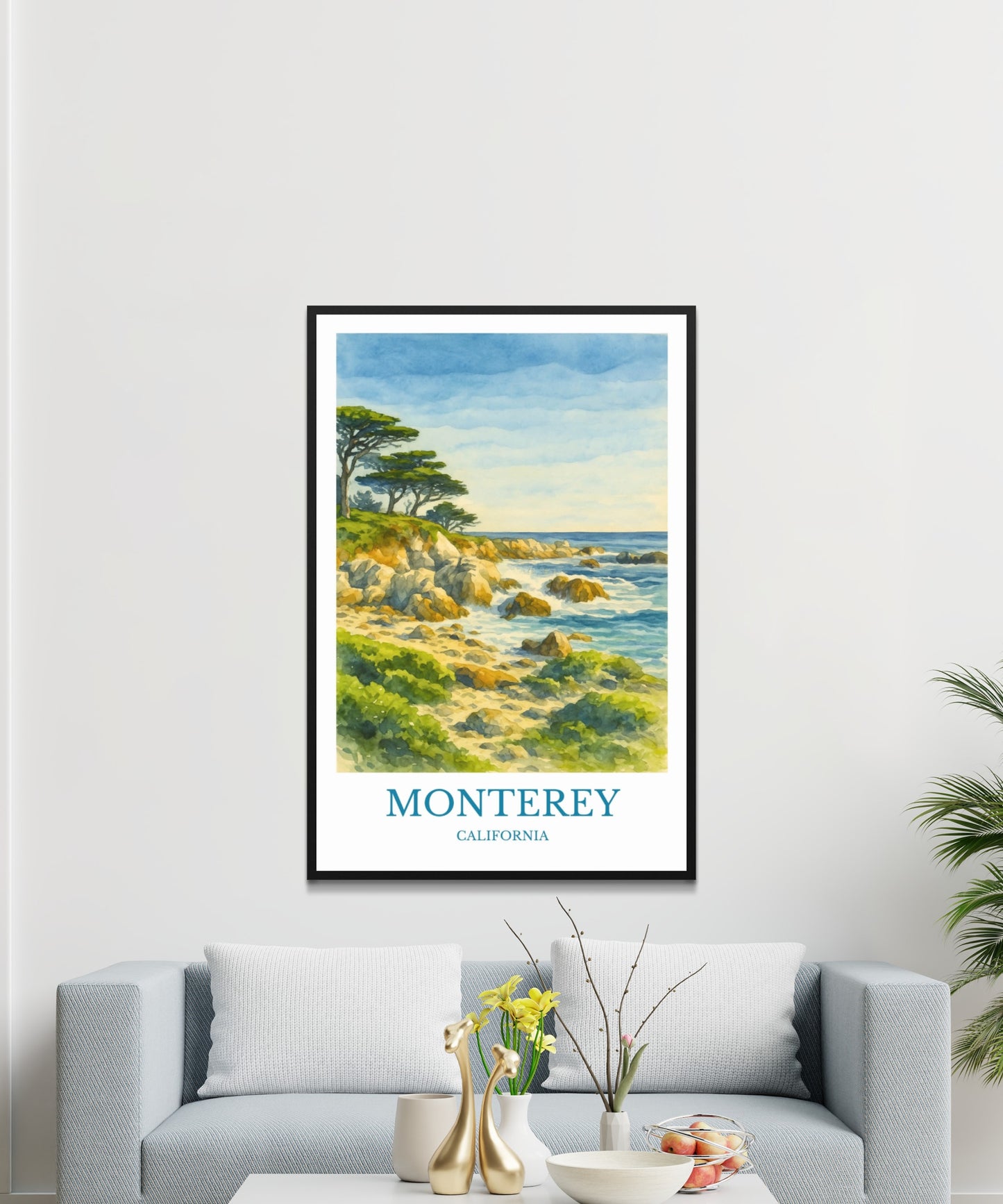 Monterey, Watercolor design poster, California Print, Monterey Wall Art
