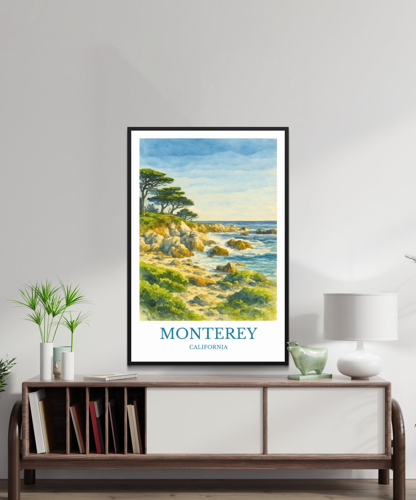 Monterey, Watercolor design poster, California Print, Monterey Wall Art